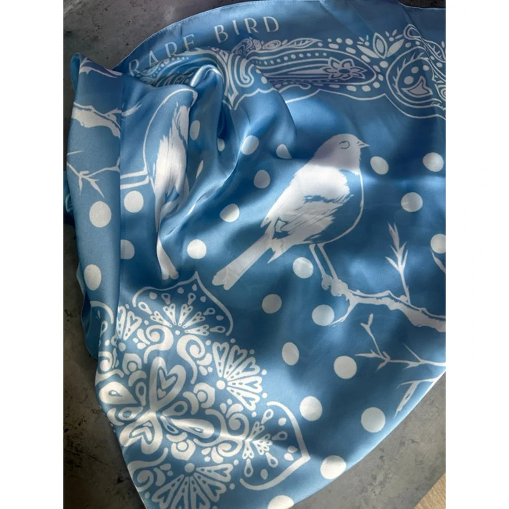 Blue Silk-Rayon Wild Rag